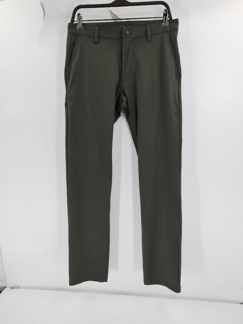 Rhone Commuter Pants Mens 30 Performance Stretch Slim Straight Flat Front Green